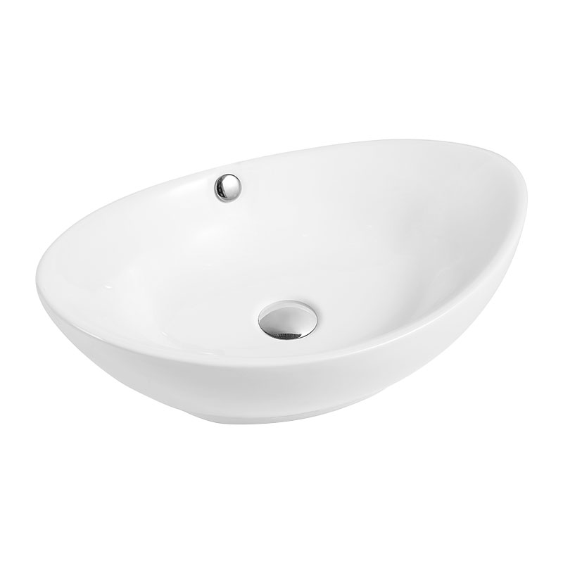 Bathroom Oval ceramic hand wash basin with overflow counter top sink 206