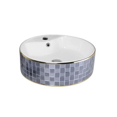 Mosaic Glass colorful  Round hand wash basin Ceramic Counter top basin 308-GL011