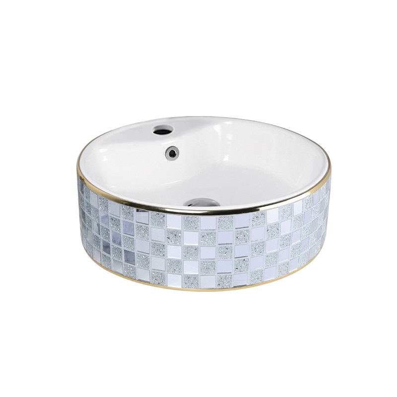 Manufacturer Direct Selling Marble Mosaic Design Round Wash Basin 308-GL012