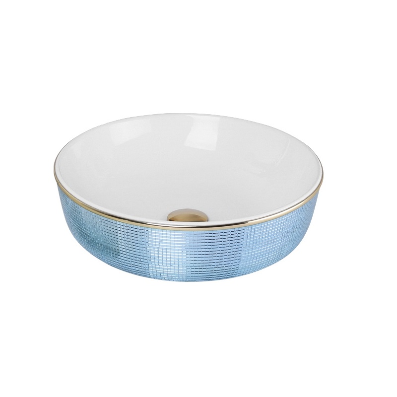 Sky Blue Glass Colorful wash basin Ceramic Counter top hand wash basin  T-14-GL014
