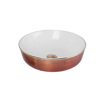 Round Glass Colorful basin Ceramic Counter top cabinet hand wash  basin T-14-GL017