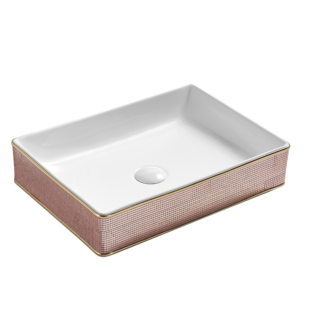 Rose Gold Rectangular Ceramic Washbasin 170-GL008