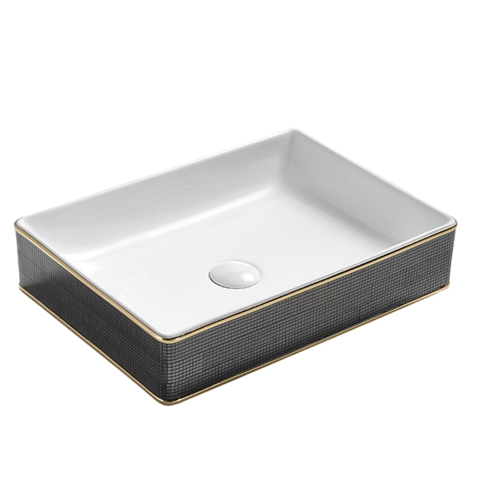 Manufacturer Sells Black Rectangular Ceramic Washbasin Directly 170-GL009
