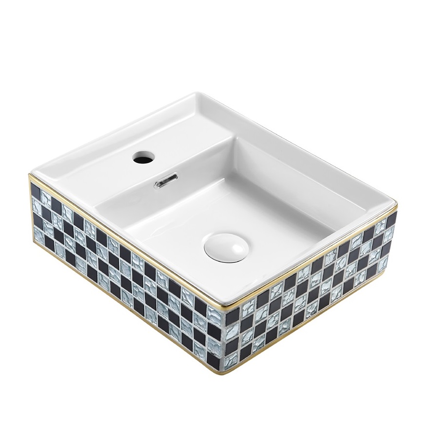 Electroplated Mosaic Square Ceramic Washbasin 165-GL003