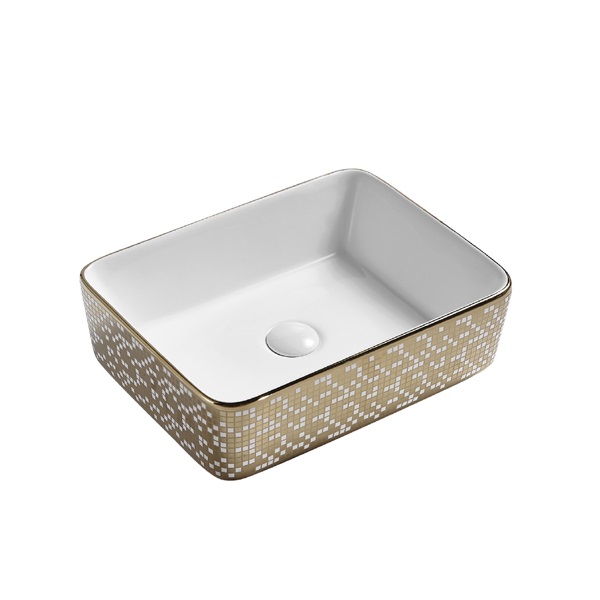 Bathroom Ceramic Golden Plating Washbasin 103-ELG004