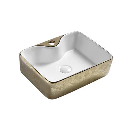 Ceramic Wash Basin with Golden Decal, Porcelain Bathroom Basin 104-ELG007