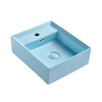 Bathroom Sanitary Ware Matt blue Color Washbasin counter top basin with faucet hole 165-MBL