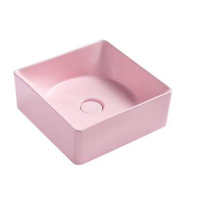 Bathroom Square Ceramic hand wash basin Counter top pink  Basin 166-MP