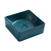 Bathroom Round Ceramic hand wash basin Counter top Cyan Blue  Basin 166-MCB