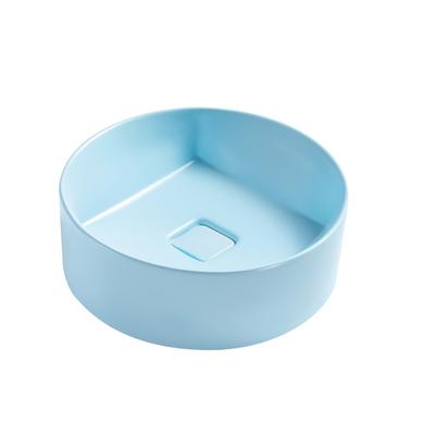 Bathroom Round Ceramic hand wash basin Counter top Light Blue Basin 366-MBL