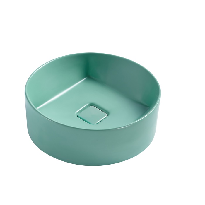 Bathroom Round Ceramic hand wash basin Counter top Light Green Basin 366-MLG