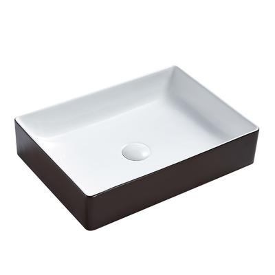 China Rectangle Ceramic hand wash basin table top Brown and white hand wash sink 170-MBR