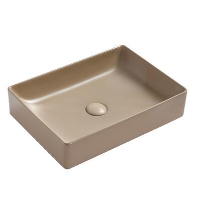 China Rectangle Ceramic hand wash basin table top Khaki hand wash sink  170-MK