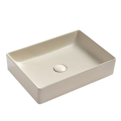 China Rectangle Ceramic hand wash basin table top Beige  hand wash sink 170-MBE