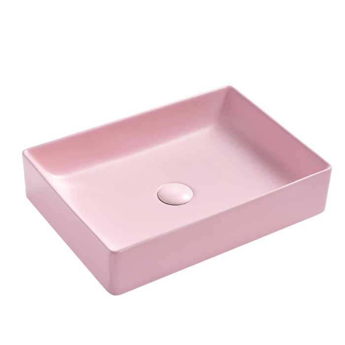 China  Rectangle Ceramic hand wash basin table top Pink hand wash sink 170-MP