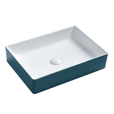China Ceramic hand wash basin Rectangle table top Blue hand wash sink 170-MCB