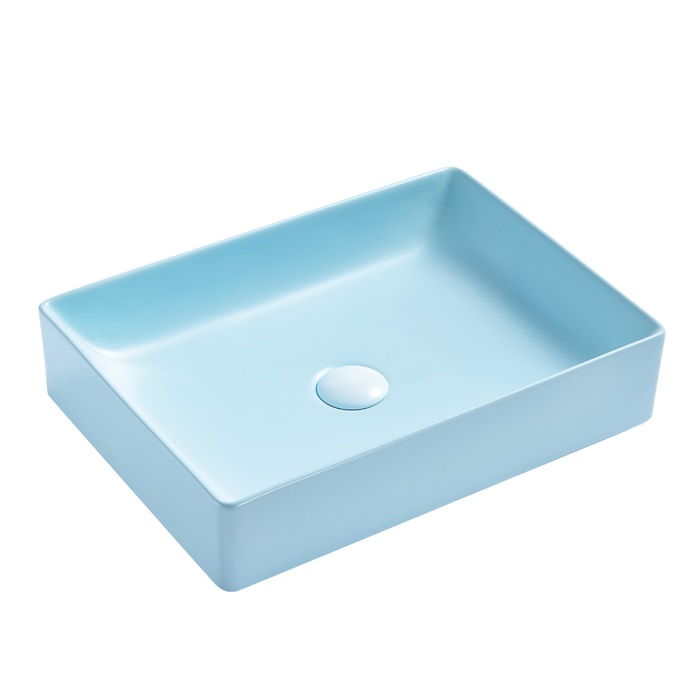 Bathroom Ceramic Rectangle hand wash basin  Vanity counter top Blue Basin 170-MBL