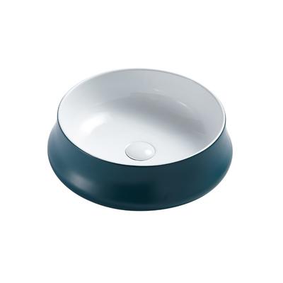 China Ceramic hand wash basin table top Green and White  hand wash sink 322-MCB