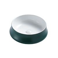 China colored ceramic wash Art  basin white and Green  table top wash basin designs 322-MG