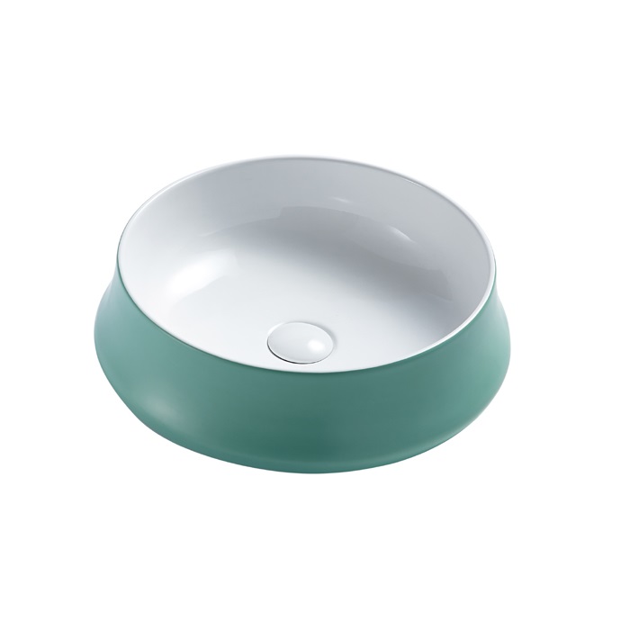 colored ceramic wash basin Green and white table top wash basin 322-MLG