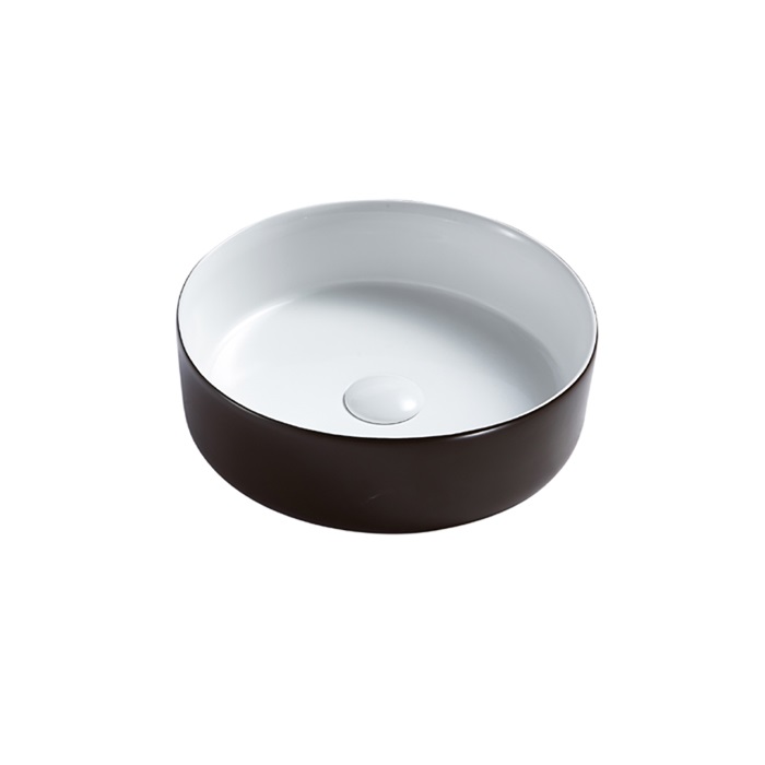 Bathroom Ceramic Circle hand wash sink Counter top black and withe color basin G323-MBR
