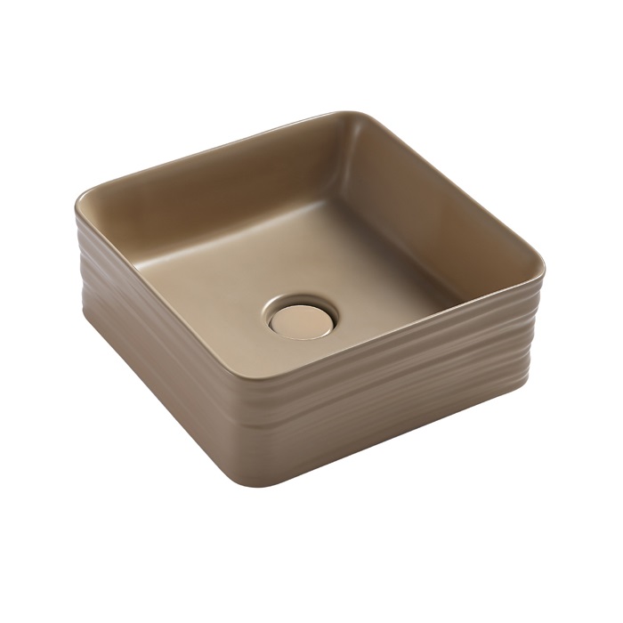 Mini colored ceramic basin thin edge countertop Khaki basin for bathroom use  346B-Mk