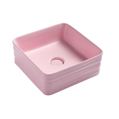 Painted Matt pink Color New Ceramic Vanity Bathroom Top Mount Basin Laboratory Square Ceramic Sink 346B-MP