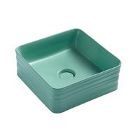 Bathroom square colorful basin Ceramic counter top hand wash Light Green  Art basin 346B-MLG
