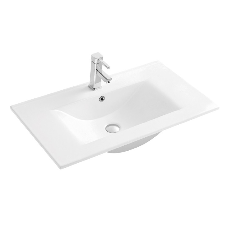 Featheredge White Washbasin Ceramic Bathroom Vessel Sink for Cabinet 801