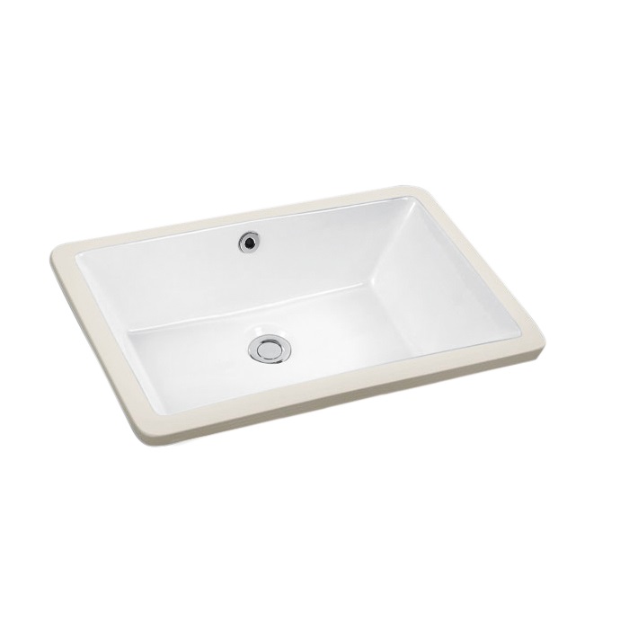 White Rectangular Porcelain Sink, Undercounter Basin, Lavabo Sink 724-21