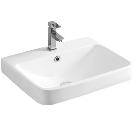 Semi-hung White Ceramic Shallow Sink Countertop Basin 506
