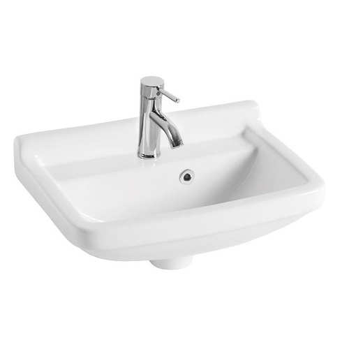 White Ceramic Wall Hung Washbasin With Water Barrier 415