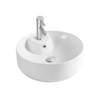 China Manufacture White Ceramic Counter Mounting Round  Wash Basin With Faucet hole 328