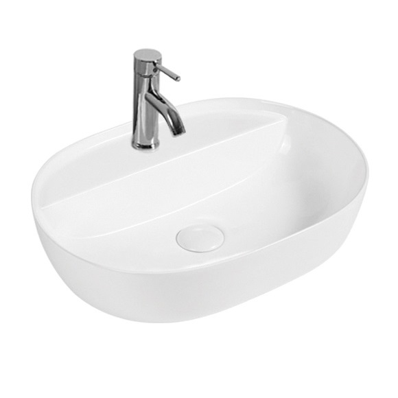 Oval  Hand Wash Basin China Ceramic Counter top Basin with Faucet hole 338B