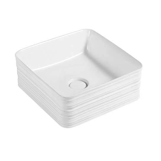 Square Striated hand wash basin Vanity Counter top  Ceramic Basin 346B